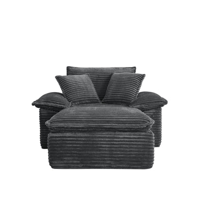 47" Oversized Sofa Chair and a Half with Deep Seat & Movable 2-Layer Ottoman Set, Cloud Sofa Bed with Chaise, 1-Seater Modular Sectional Sleeper Couch for Living Room, No Assembly Teddy-Fleece, Grey image 4