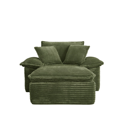 47" Oversized Sofa Chair and a Half with Deep Seat & Movable 2-Layer Ottoman Set, Cloud Sofa Bed with Chaise, 1-Seater Modular Sectional Sleeper Couch for Living Room, No Assembly Teddy-Fleece, Green image 4