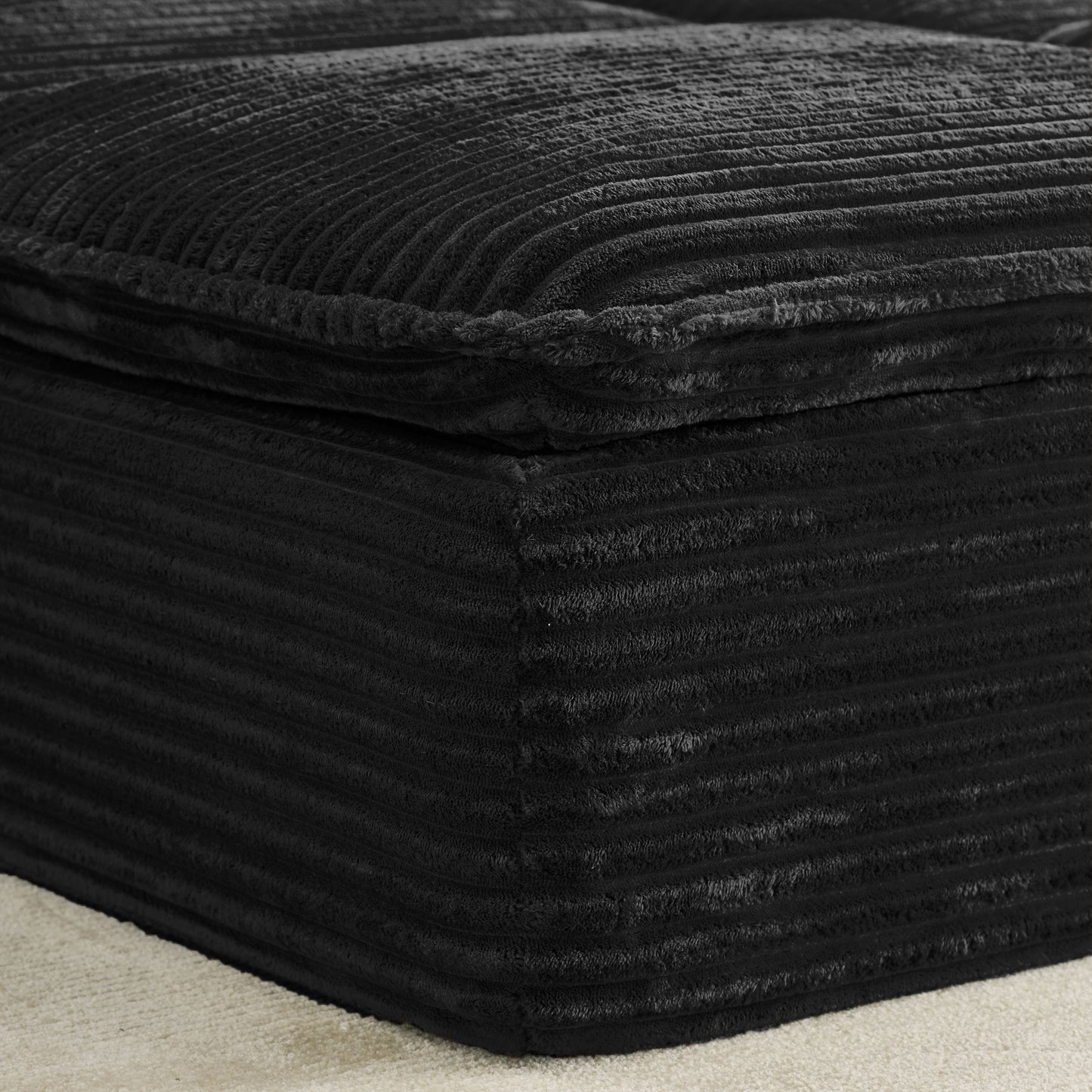 47" Oversized Sofa Chair and a Half with Deep Seat & Movable 2-Layer Ottoman Set, Cloud Sofa Bed with Chaise, 1-Seater Modular Sectional Sleeper Couch for Living Room, No Assembly Teddy-Fleece, Black image 2