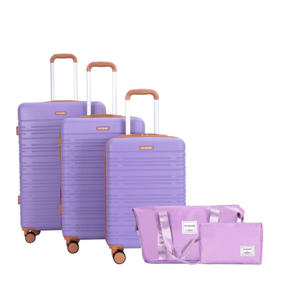 5-Piece Set (20"24"28 +a travel bag and a toiletry bag),Hard Case Spinner Wheels ABS Luggage Sets with TSA Lock Carry On Suitcase Luggage Durable Suitcase Color Matching LILAC image 3