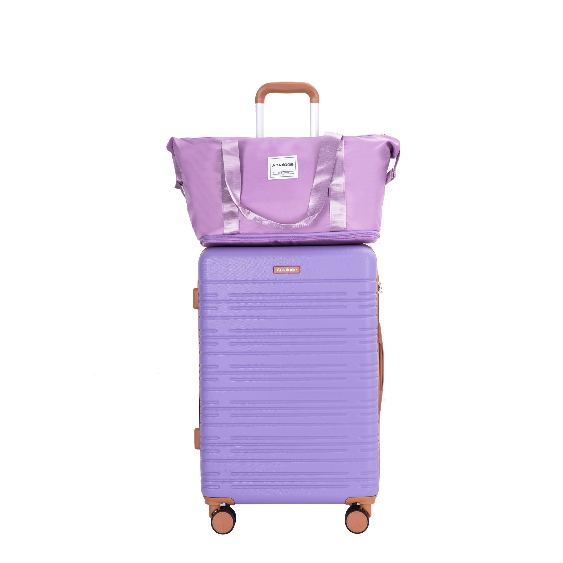5-Piece Set (20"24"28 +a travel bag and a toiletry bag),Hard Case Spinner Wheels ABS Luggage Sets with TSA Lock Carry On Suitcase Luggage Durable Suitcase Color Matching LILAC image 4