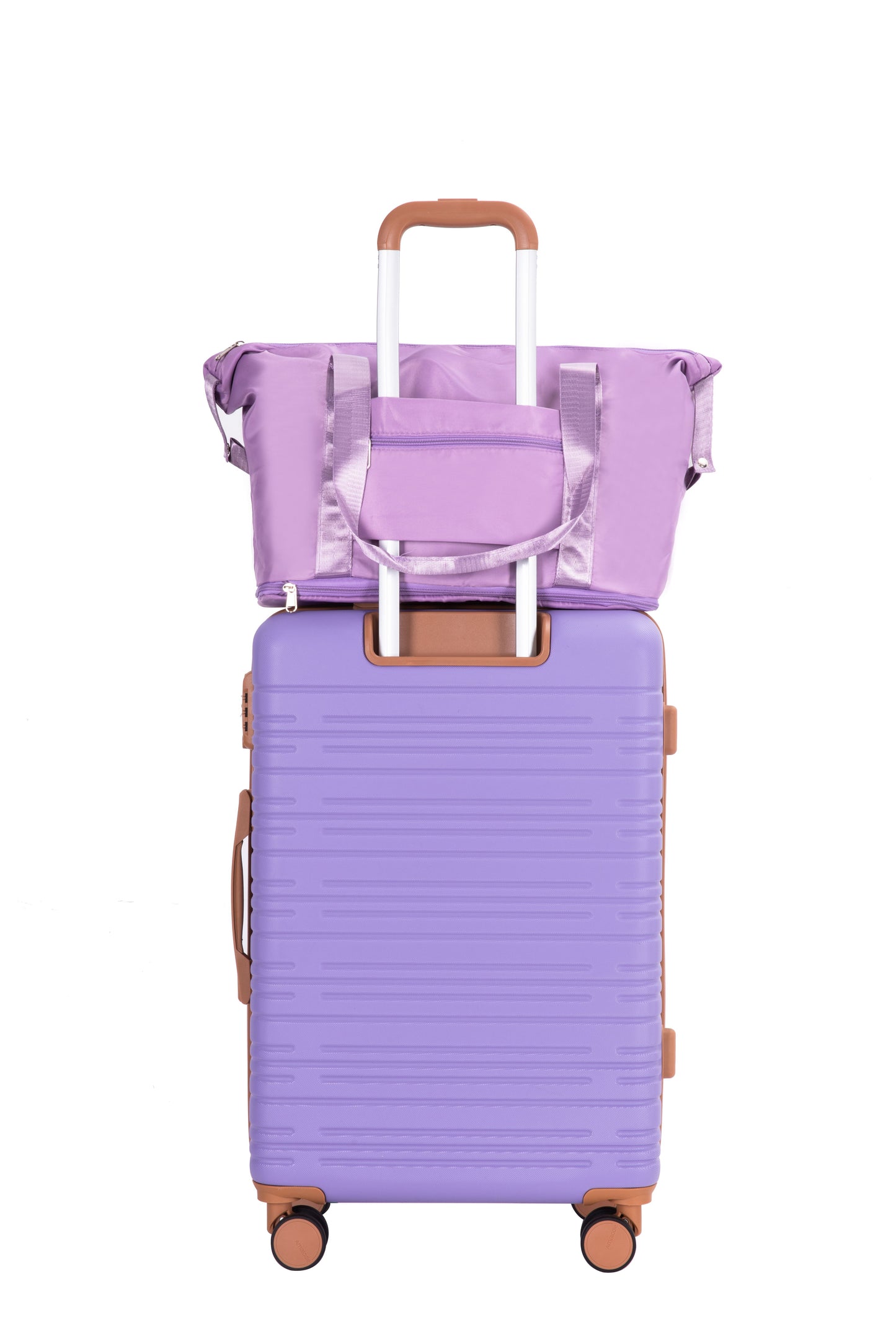 5-Piece Set (20"24"28 +a travel bag and a toiletry bag),Hard Case Spinner Wheels ABS Luggage Sets with TSA Lock Carry On Suitcase Luggage Durable Suitcase Color Matching LILAC image 5