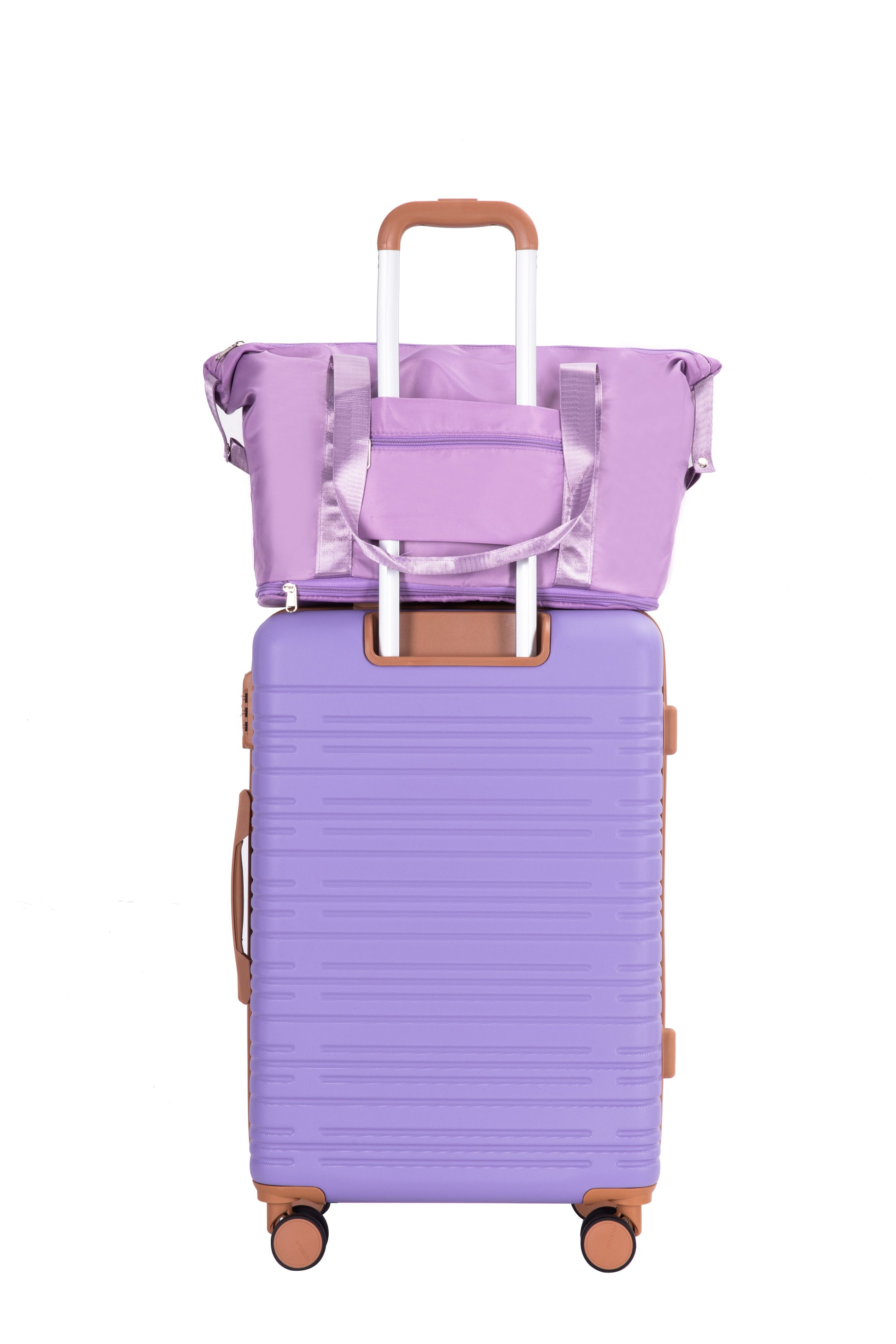 5-Piece Set (20"24"28 +a travel bag and a toiletry bag),Hard Case Spinner Wheels ABS Luggage Sets with TSA Lock Carry On Suitcase Luggage Durable Suitcase Color Matching LILAC image 5