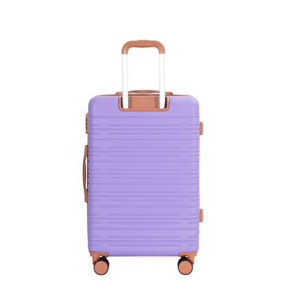 5-Piece Set (20"24"28 +a travel bag and a toiletry bag),Hard Case Spinner Wheels ABS Luggage Sets with TSA Lock Carry On Suitcase Luggage Durable Suitcase Color Matching LILAC image 7