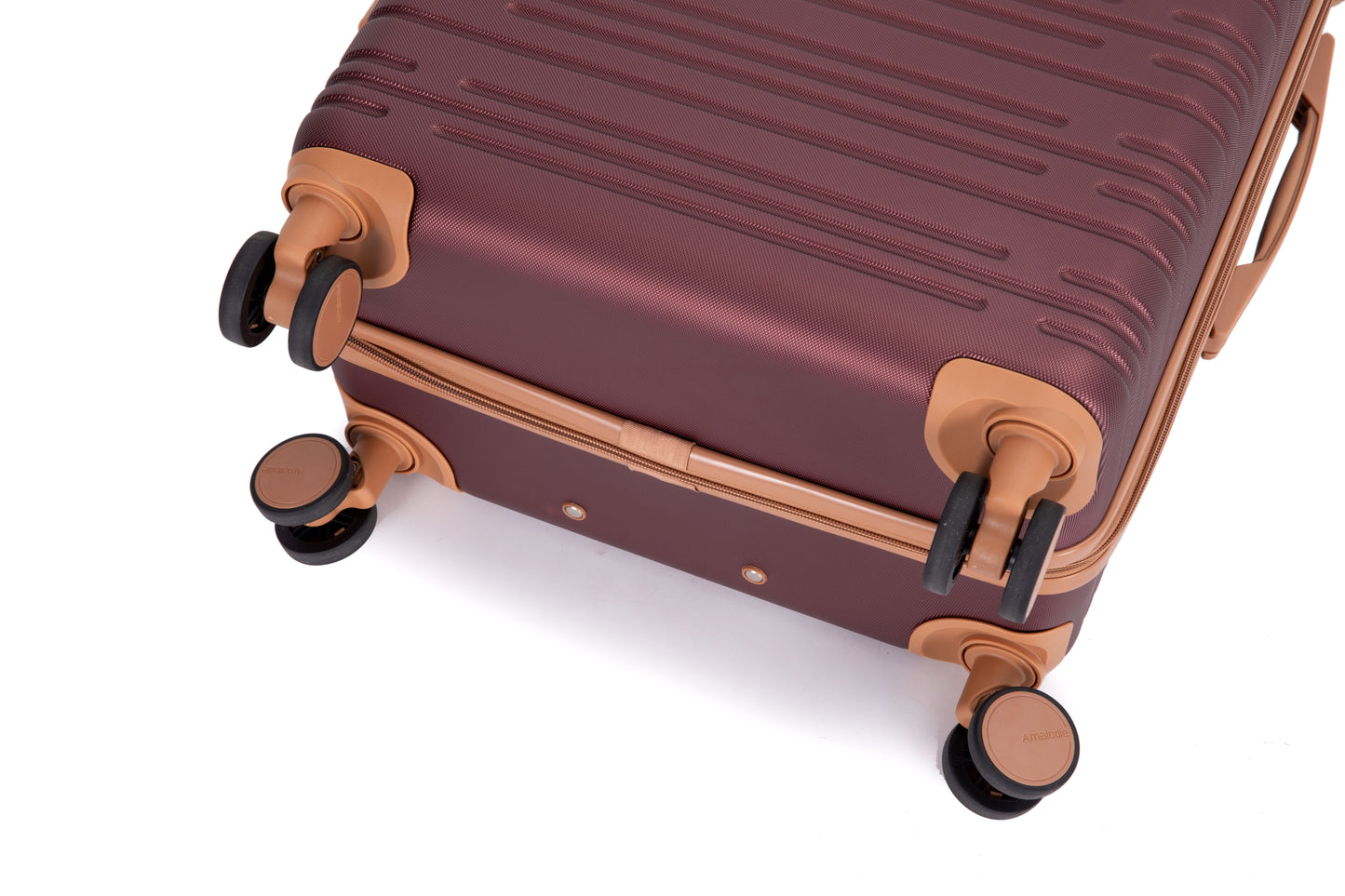5-Piece Set (20"24"28 +a travel bag and a toiletry bag),Hard Case Spinner Wheels ABS Luggage Sets with TSA Lock Carry On Suitcase Luggage Durable Suitcase Color Matching WINE RED image 10