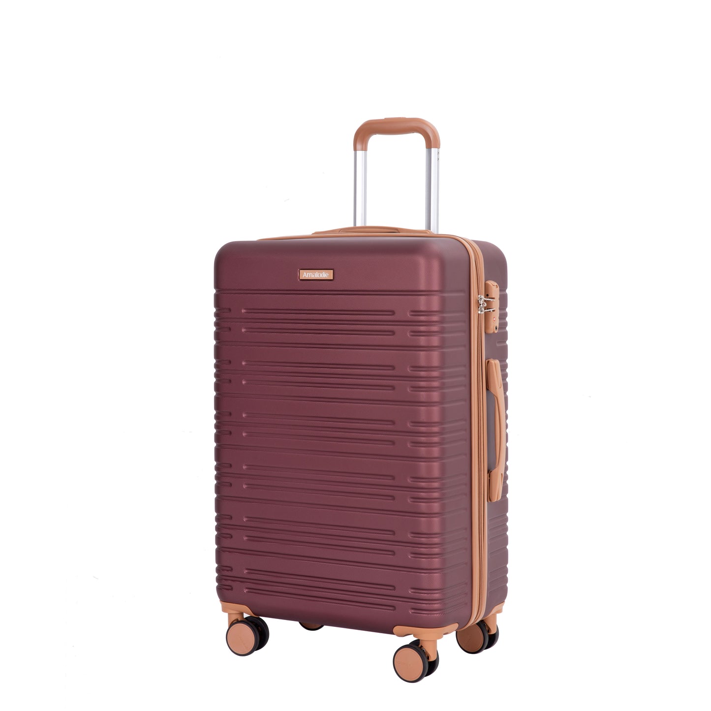 5-Piece Set (20"24"28 +a travel bag and a toiletry bag),Hard Case Spinner Wheels ABS Luggage Sets with TSA Lock Carry On Suitcase Luggage Durable Suitcase Color Matching WINE RED image 4