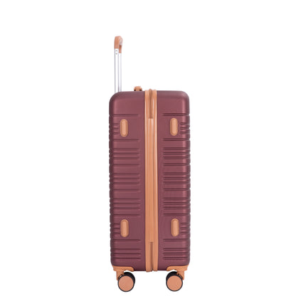 5-Piece Set (20"24"28 +a travel bag and a toiletry bag),Hard Case Spinner Wheels ABS Luggage Sets with TSA Lock Carry On Suitcase Luggage Durable Suitcase Color Matching WINE RED image 5