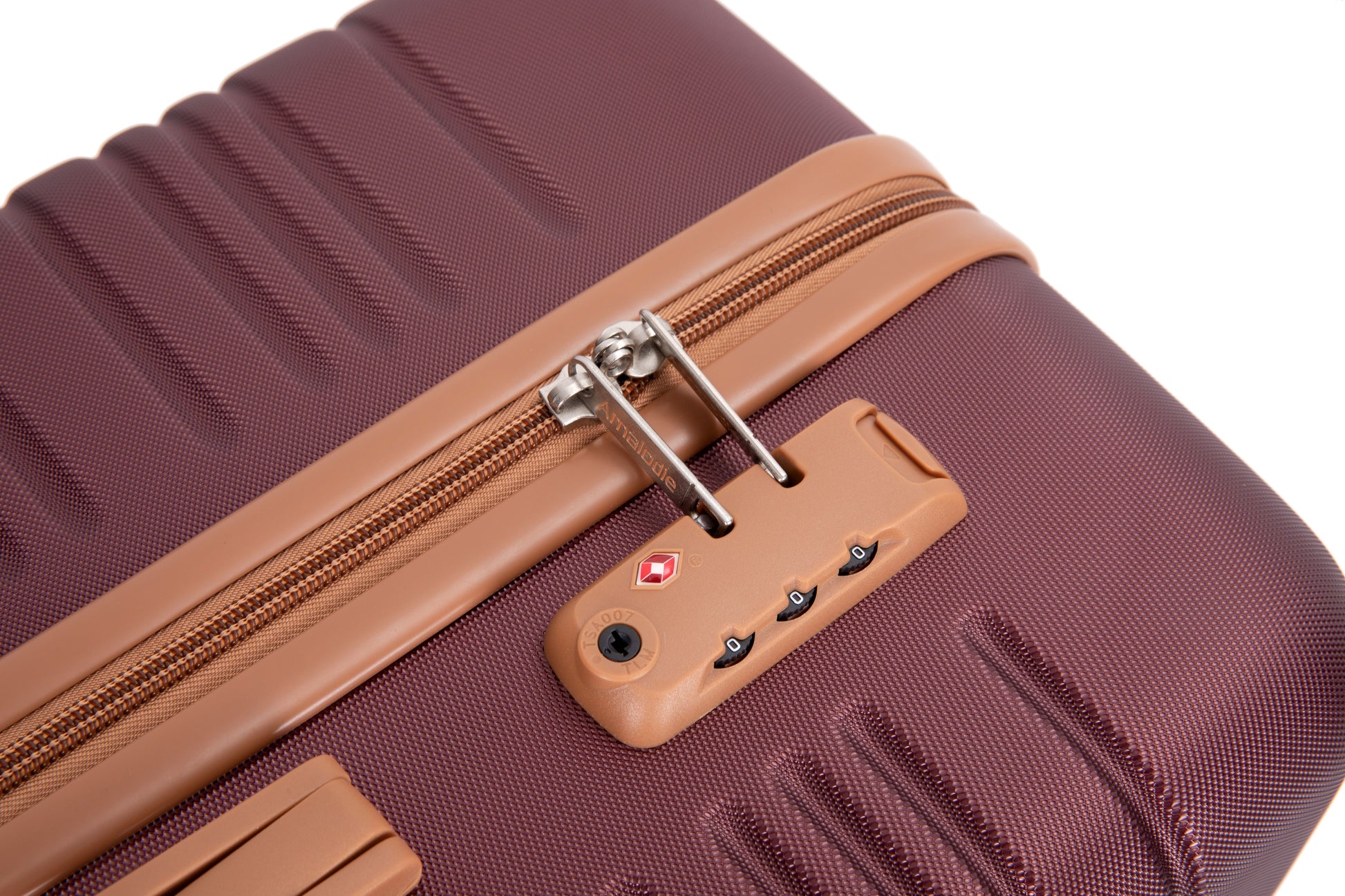 5-Piece Set (20"24"28 +a travel bag and a toiletry bag),Hard Case Spinner Wheels ABS Luggage Sets with TSA Lock Carry On Suitcase Luggage Durable Suitcase Color Matching WINE RED image 9
