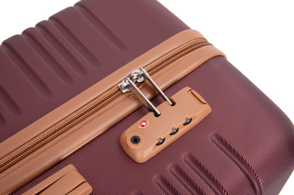 5-Piece Set (20"24"28 +a travel bag and a toiletry bag),Hard Case Spinner Wheels ABS Luggage Sets with TSA Lock Carry On Suitcase Luggage Durable Suitcase Color Matching WINE RED image 9