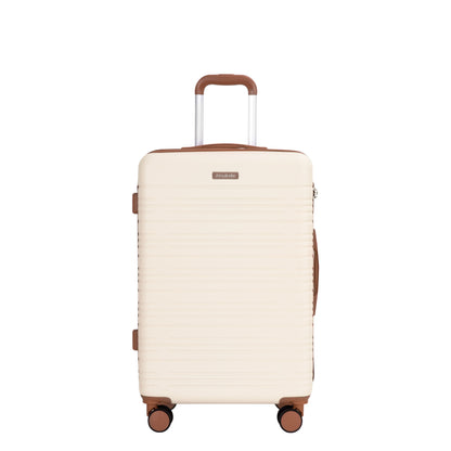 5-Piece Set (20"24"28 +a travel bag and a toiletry bag),Hard Case Spinner Wheels ABS Luggage Sets with TSA Lock Carry On Suitcase Luggage Durable Suitcase Color Matching CREAM WHITE image 3
