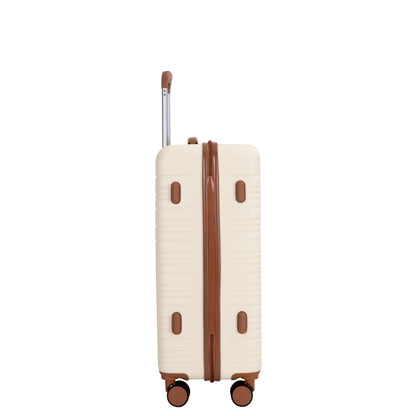 5-Piece Set (20"24"28 +a travel bag and a toiletry bag),Hard Case Spinner Wheels ABS Luggage Sets with TSA Lock Carry On Suitcase Luggage Durable Suitcase Color Matching CREAM WHITE image 5