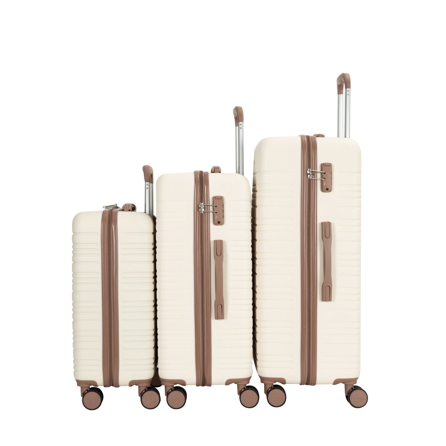 5-Piece Set (20"24"28 +a travel bag and a toiletry bag),Hard Case Spinner Wheels ABS Luggage Sets with TSA Lock Carry On Suitcase Luggage Durable Suitcase Color Matching CREAM WHITE image 6