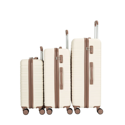 5-Piece Set (20"24"28 +a travel bag and a toiletry bag),Hard Case Spinner Wheels ABS Luggage Sets with TSA Lock Carry On Suitcase Luggage Durable Suitcase Color Matching CREAM WHITE image 6