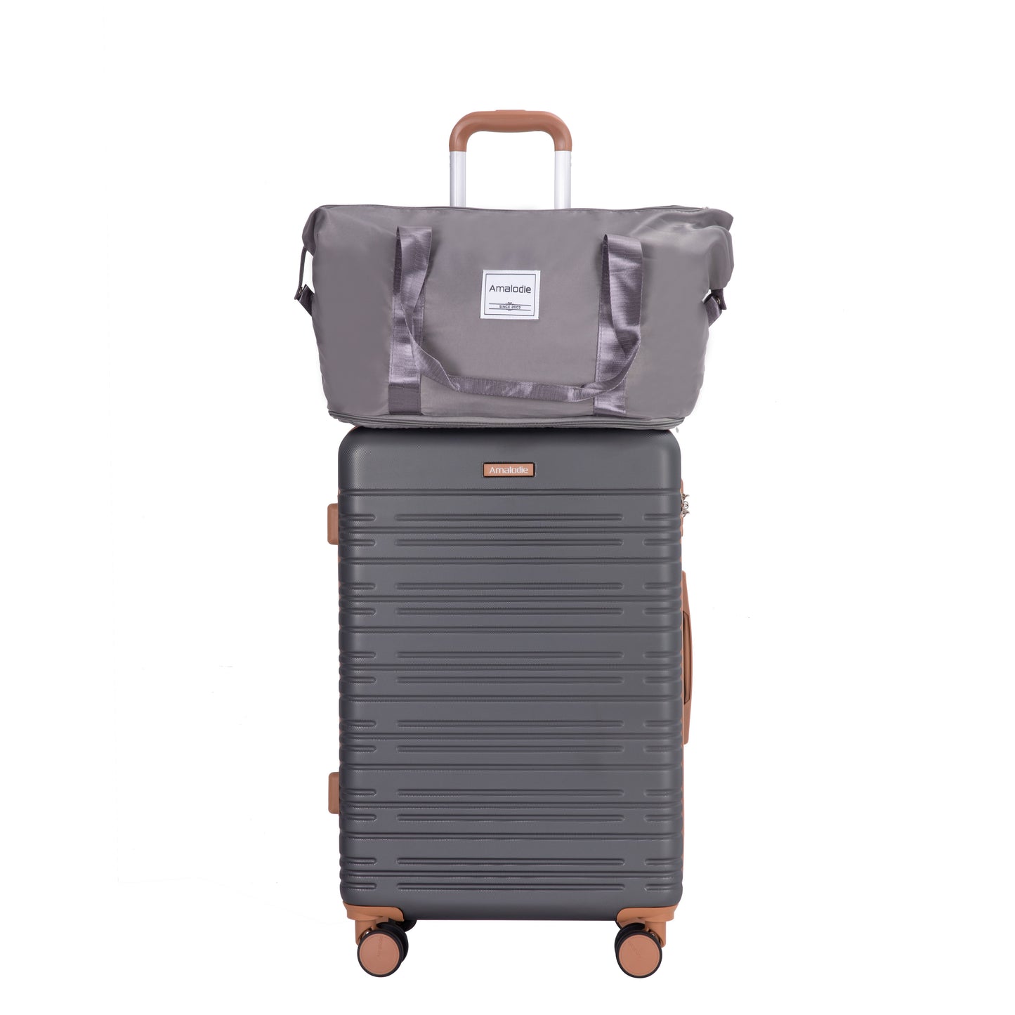5-Piece Set (20"24"28 +a travel bag and a toiletry bag),Hard Case Spinner Wheels ABS Luggage Sets with TSA Lock Carry On Suitcase Luggage Durable Suitcase Color Matching GRAY image 8