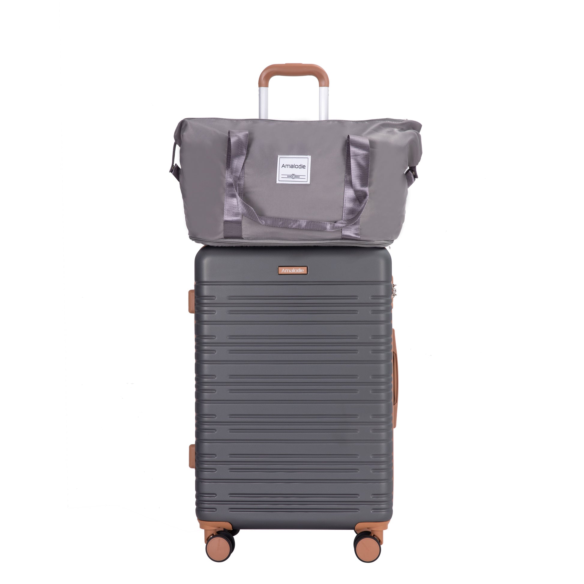 5-Piece Set (20"24"28 +a travel bag and a toiletry bag),Hard Case Spinner Wheels ABS Luggage Sets with TSA Lock Carry On Suitcase Luggage Durable Suitcase Color Matching GRAY image 8