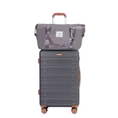 5-Piece Set (20"24"28 +a travel bag and a toiletry bag),Hard Case Spinner Wheels ABS Luggage Sets with TSA Lock Carry On Suitcase Luggage Durable Suitcase Color Matching GRAY image 8
