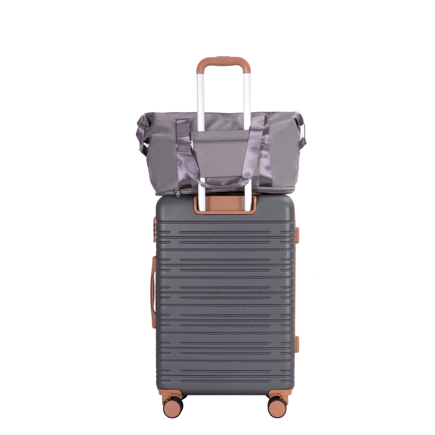 5-Piece Set (20"24"28 +a travel bag and a toiletry bag),Hard Case Spinner Wheels ABS Luggage Sets with TSA Lock Carry On Suitcase Luggage Durable Suitcase Color Matching GRAY image 9