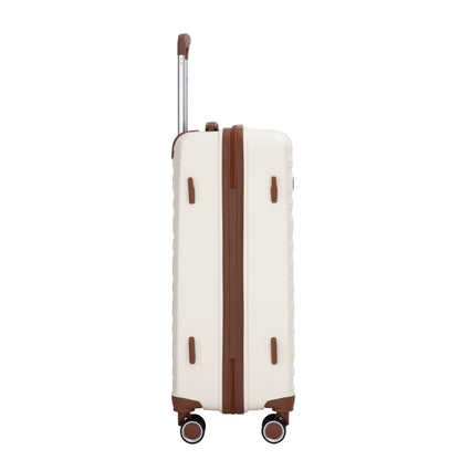 5-Piece Luggage Set,PP Hardshell Luggage Set with TSA Lock and Durable Spinner Wheels (20"24"28 +a travel bag and a toiletry bag,White) image 7