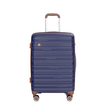 5-Piece Luggage Set,PP Hardshell Luggage Set with TSA Lock and Durable Spinner Wheels (20"24"28 +a travel bag and a toiletry bag,Blue) image 3