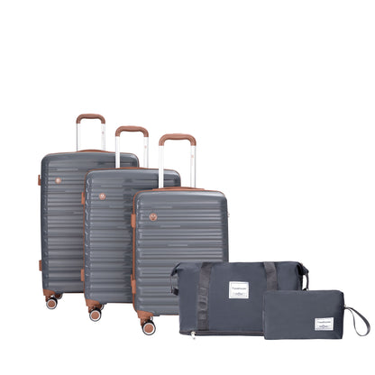 5-Piece Luggage Set,PP Hardshell Luggage Set with TSA Lock and Durable Spinner Wheels (20"24"28 +a travel bag and a toiletry bag,Dark Grey) image 1