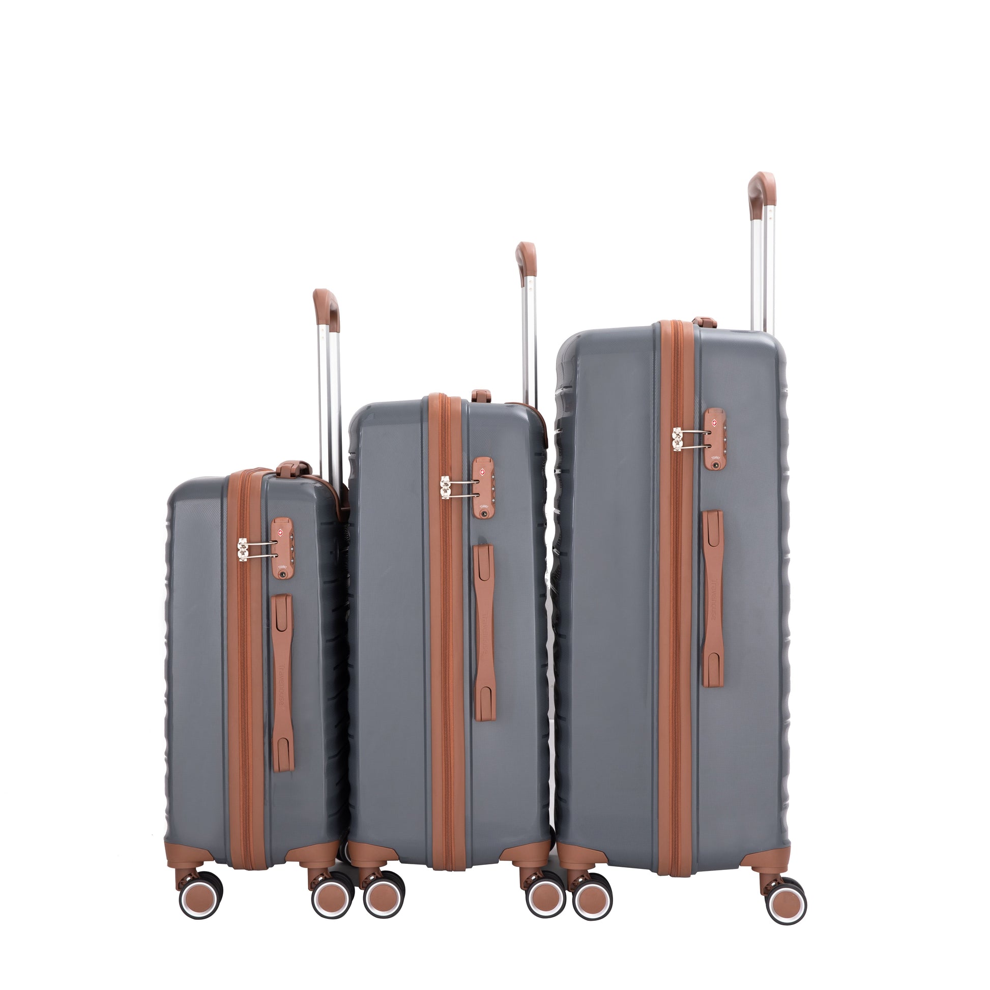 5-Piece Luggage Set,PP Hardshell Luggage Set with TSA Lock and Durable Spinner Wheels (20"24"28 +a travel bag and a toiletry bag,Dark Grey) image 2