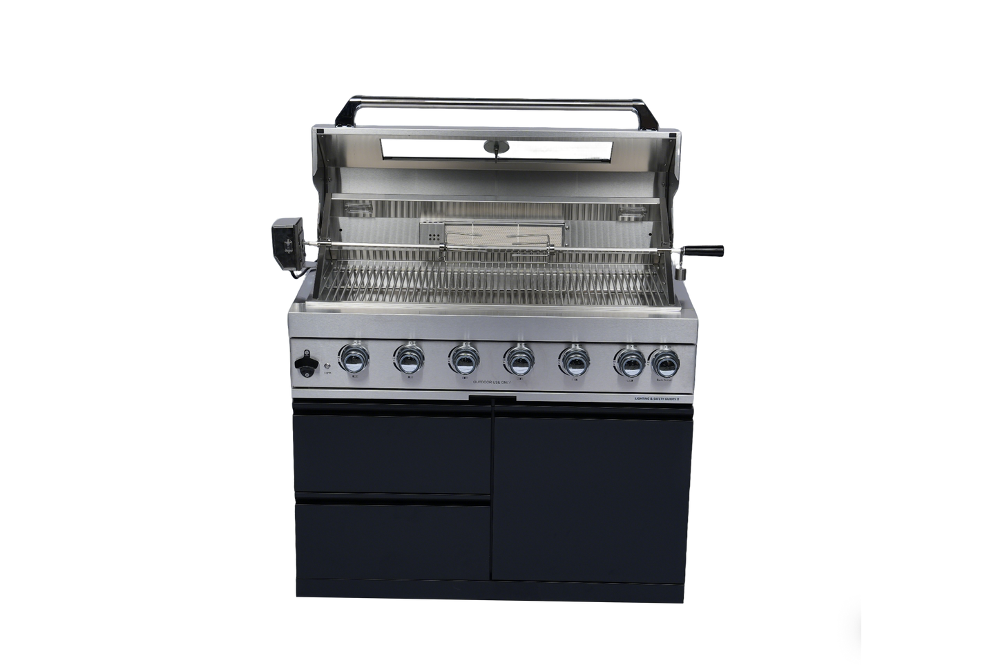 96-Inch 6-Burner 85000 BTU Deluxe Stainless Steel Gas Outdoor Kitchen Bar Barbecue Island Grill + Wine Cooler Compact Refrigerator + Rotisserie + Stainless Steel Countert + Storage Cabinets & Drawers image 5