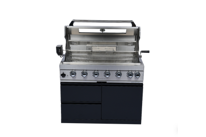 96-Inch 6-Burner 85000 BTU Deluxe Stainless Steel Gas Outdoor Kitchen Bar Barbecue Island Grill + Wine Cooler Compact Refrigerator + Rotisserie + Stainless Steel Countert + Storage Cabinets & Drawers image 5