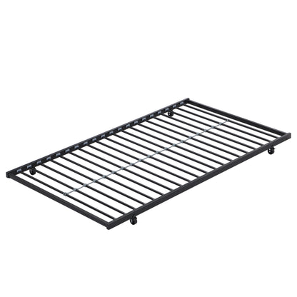 Twin Over Twin Metal Bunk Bed with trundle Black image 12