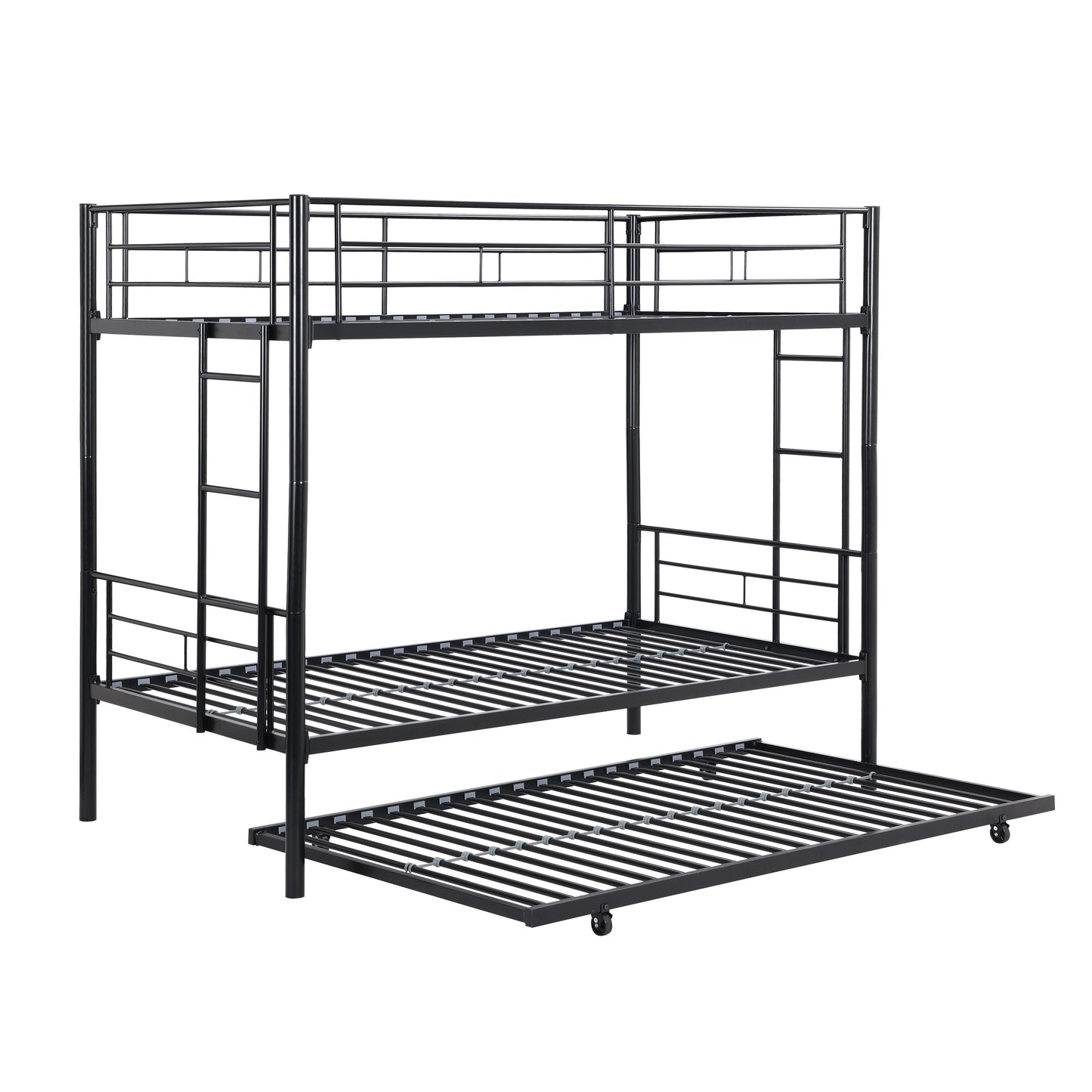 Twin Over Twin Metal Bunk Bed with trundle Black image 8