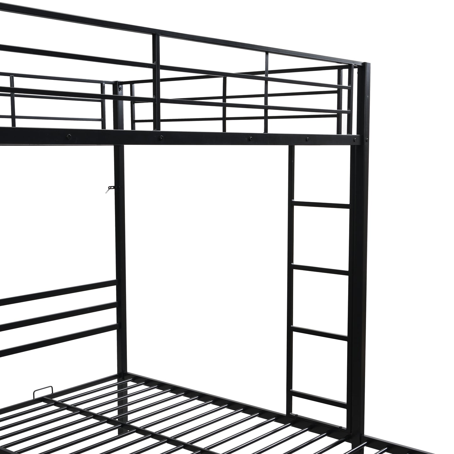 Full Over Twin Over Twin Bunk Bed,Triple Bunk Bed With a vertical ladder, Metal Frame Bunk Bed with Safety Rail, Full Over Twin Over Twin Triple Bunk image 10