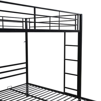 Full Over Twin Over Twin Bunk Bed,Triple Bunk Bed With a vertical ladder, Metal Frame Bunk Bed with Safety Rail, Full Over Twin Over Twin Triple Bunk image 10