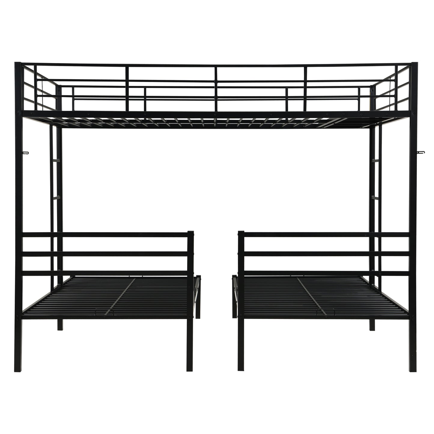 Full Over Twin Over Twin Bunk Bed,Triple Bunk Bed With a vertical ladder, Metal Frame Bunk Bed with Safety Rail, Full Over Twin Over Twin Triple Bunk image 7
