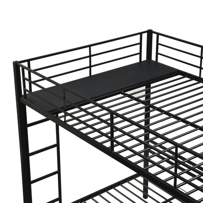 Full Over Twin Over Twin Bunk Bed,Triple Bunk Bed With a vertical ladder, Metal Frame Bunk Bed with Safety Rail, Full Over Twin Over Twin Triple Bunk image 9