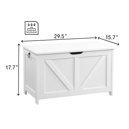 Storage Chest,Storage Bench,Retro Toy Box Organizer,Entryway Storage Bench with 2 Hinges,Easy Assembly,White image 10