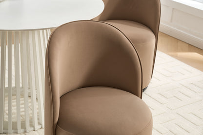 Set Of 1 Upholstered Kitchen & Dining Room Barrel Chair, Mid Century Modern Round Velvet Dining Chair, 360 Degree Swivel Comfy Armless Accent Makeup Vanity Side Chair for Bedroom Living Room image 9