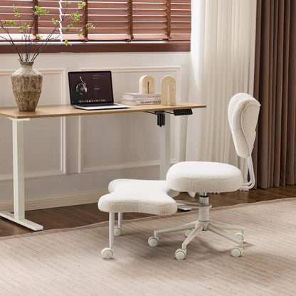 Meditation chair, an ergonomic cross-legged seating chair with lumbar support and a height-adjustable seat cushion, ideal for people engaged in high-intensity office work. Beige image 10