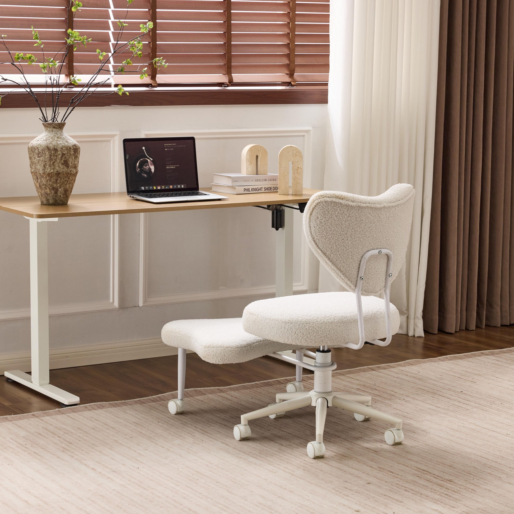 Meditation chair, an ergonomic cross-legged seating chair with lumbar support and a height-adjustable seat cushion, ideal for people engaged in high-intensity office work. Beige image 11