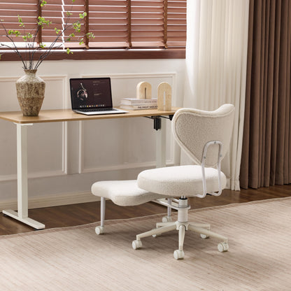Meditation chair, an ergonomic cross-legged seating chair with lumbar support and a height-adjustable seat cushion, ideal for people engaged in high-intensity office work. Beige image 11