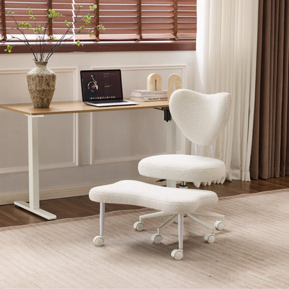Meditation chair, an ergonomic cross-legged seating chair with lumbar support and a height-adjustable seat cushion, ideal for people engaged in high-intensity office work. Beige image 12