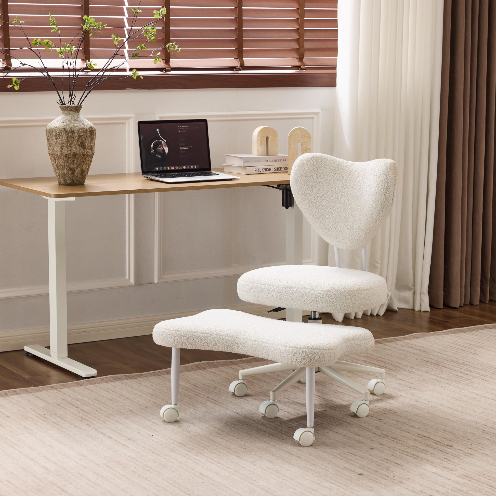 Meditation chair, an ergonomic cross-legged seating chair with lumbar support and a height-adjustable seat cushion, ideal for people engaged in high-intensity office work. Beige image 12