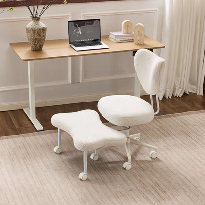 Meditation chair, an ergonomic cross-legged seating chair with lumbar support and a height-adjustable seat cushion, ideal for people engaged in high-intensity office work. Beige image 9
