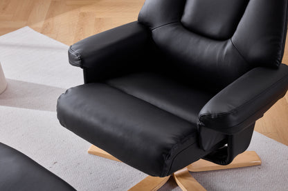 Black PU Leather Heated Massage 360° Swivel Accent Chair, Chair with ottoman, Ergonomic Comfort for Living Room, Bedroom Reading Nook Small Single Sofa for Bedroom, Office, Apartment image 12