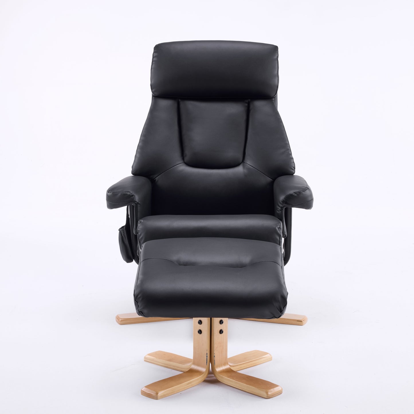 Black PU Leather Heated Massage 360° Swivel Accent Chair, Chair with ottoman, Ergonomic Comfort for Living Room, Bedroom Reading Nook Small Single Sofa for Bedroom, Office, Apartment image 4