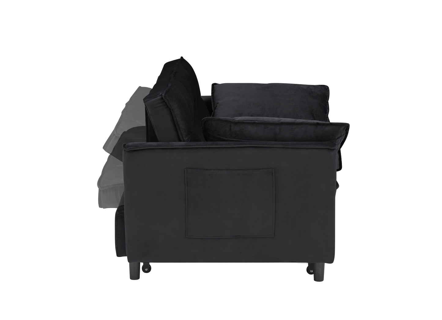 Modern velvet sofa, sofa pull-out bed, small love seat casual sofa with back, with pillow, pockets, living room furniture, 3 in 1 convertible sleep sofa bed. image 6