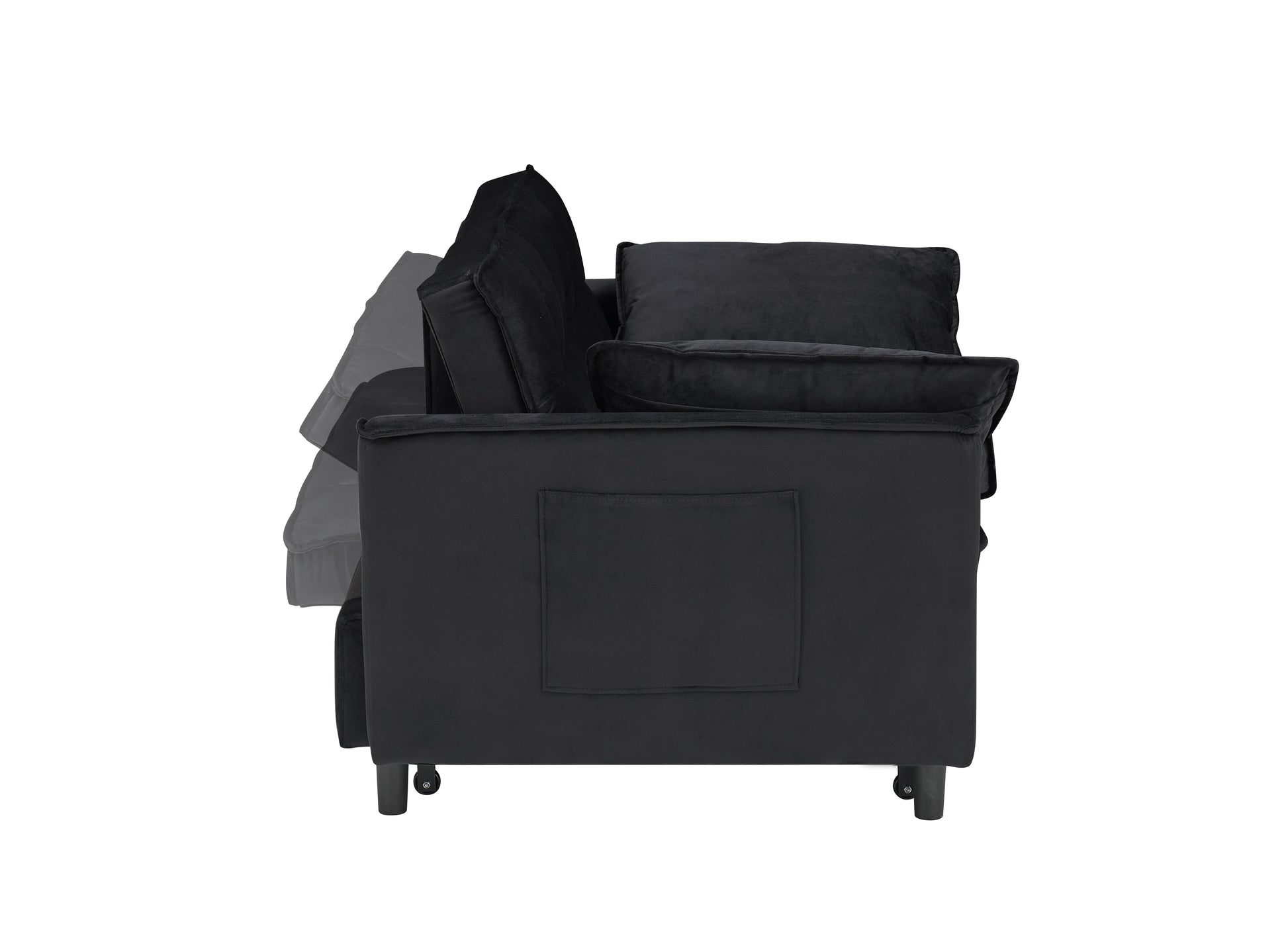 Modern velvet sofa, sofa pull-out bed, small love seat casual sofa with back, with pillow, pockets, living room furniture, 3 in 1 convertible sleep sofa bed. image 6