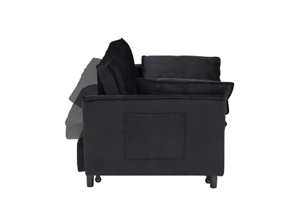 Modern velvet sofa, sofa pull-out bed, small love seat casual sofa with back, with pillow, pockets, living room furniture, 3 in 1 convertible sleep sofa bed. image 6