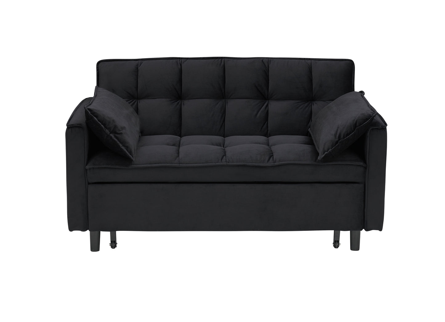 Modern velvet sofa, sofa pull-out bed, small love seat casual sofa with back, with pillow, pockets, living room furniture, 3 in 1 convertible sleep sofa bed. image 7