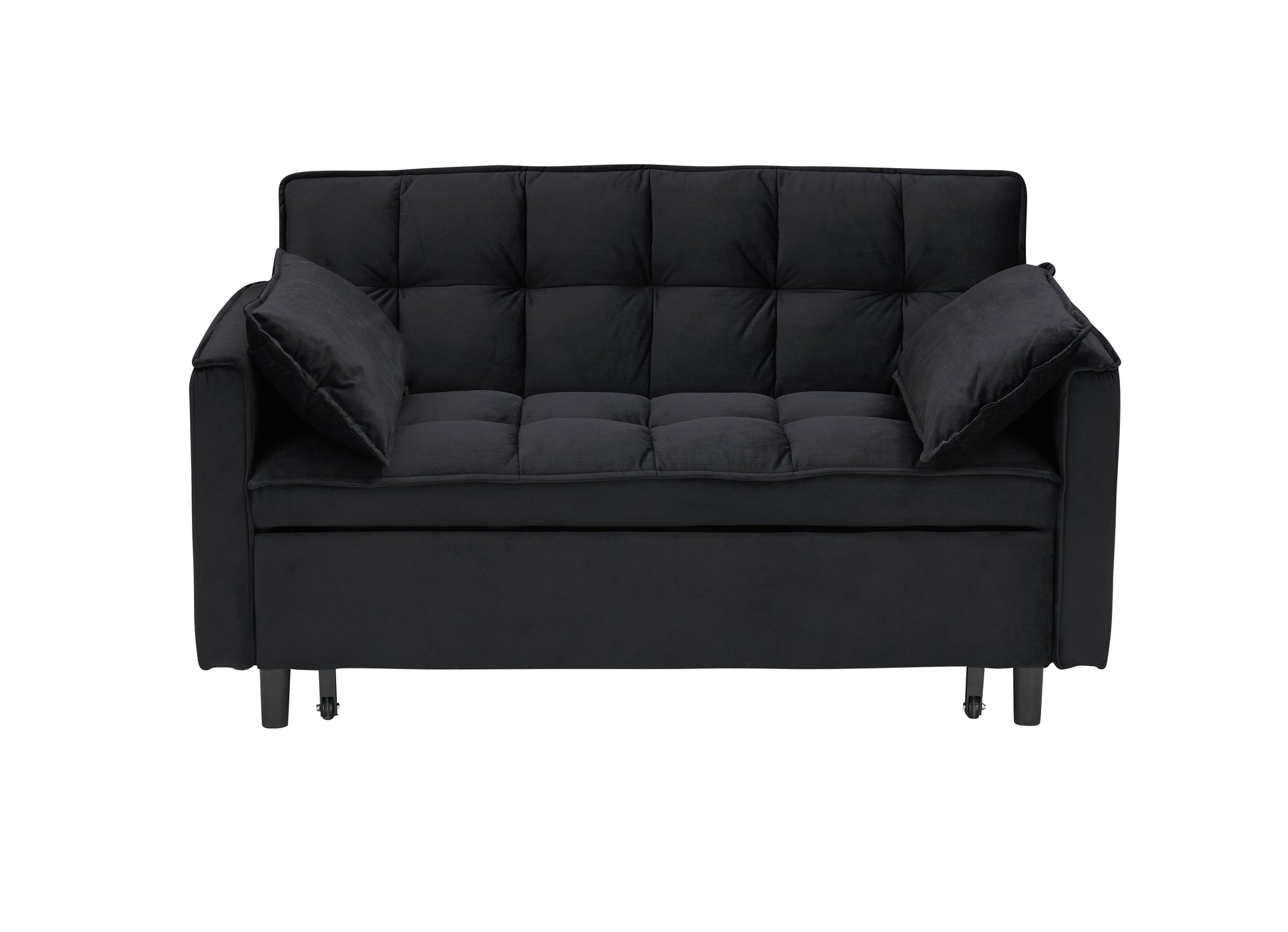 Modern velvet sofa, sofa pull-out bed, small love seat casual sofa with back, with pillow, pockets, living room furniture, 3 in 1 convertible sleep sofa bed. image 7