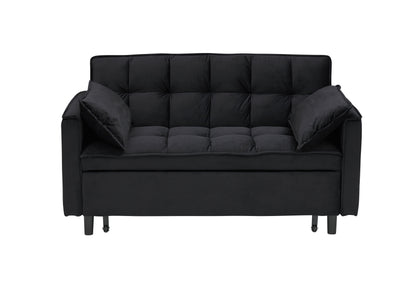 Modern velvet sofa, sofa pull-out bed, small love seat casual sofa with back, with pillow, pockets, living room furniture, 3 in 1 convertible sleep sofa bed. image 7