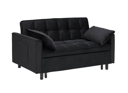Modern velvet sofa, sofa pull-out bed, small love seat casual sofa with back, with pillow, pockets, living room furniture, 3 in 1 convertible sleep sofa bed. image 9